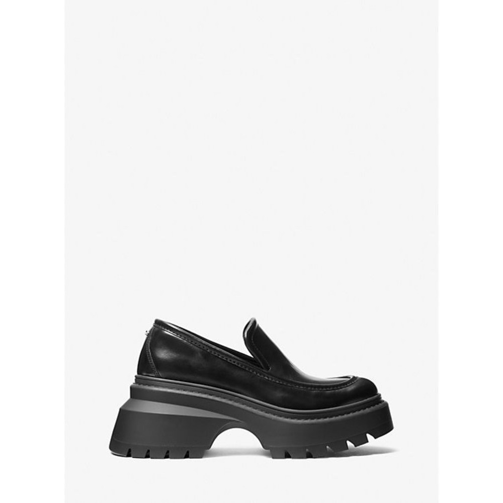 NWOB Michael Kors Black Shiloh Leather Loafers Platform Chunky Y2K Style Size 6M - Picture 2 of 15